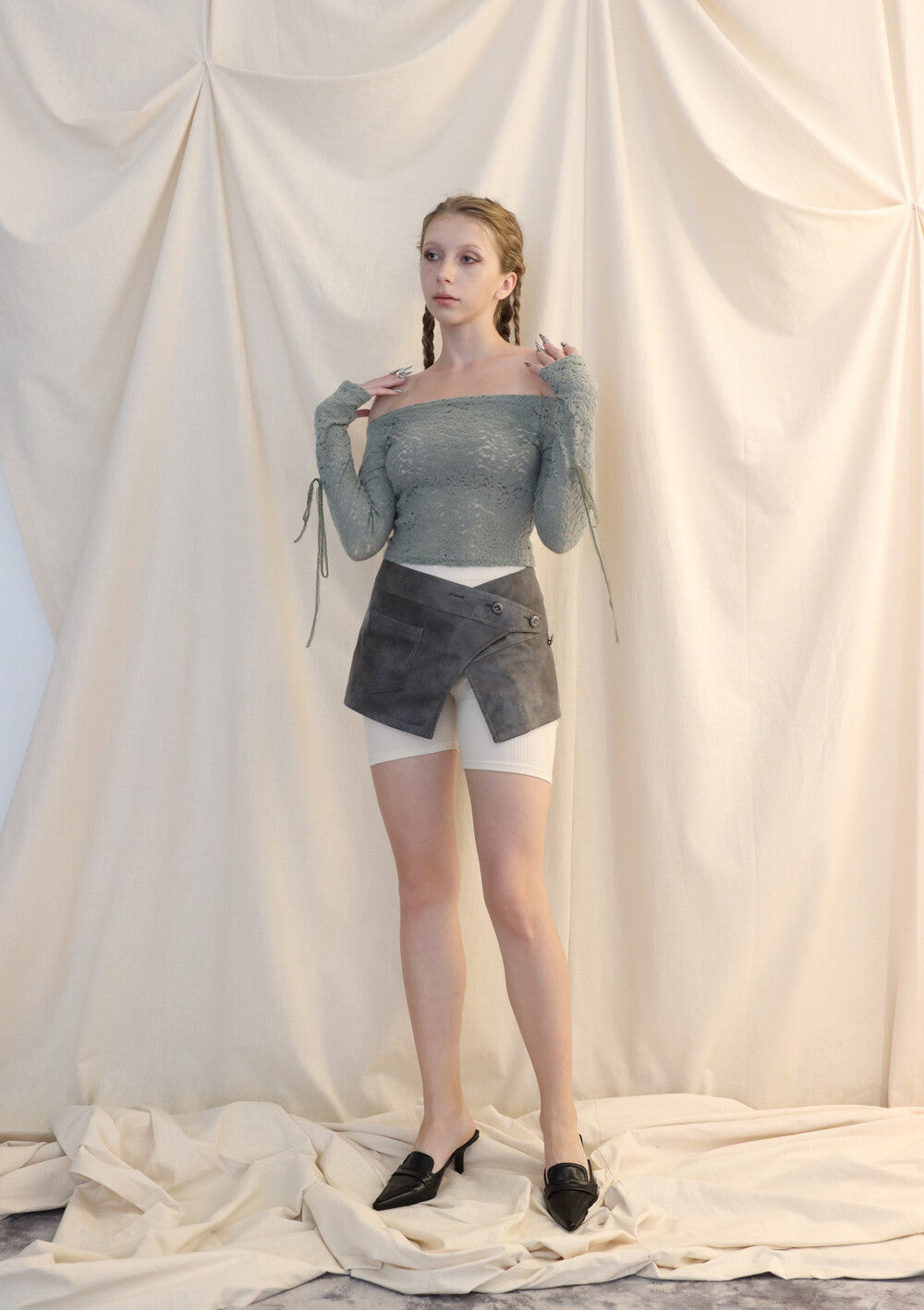 BELT WRAP SKIRT[gray]