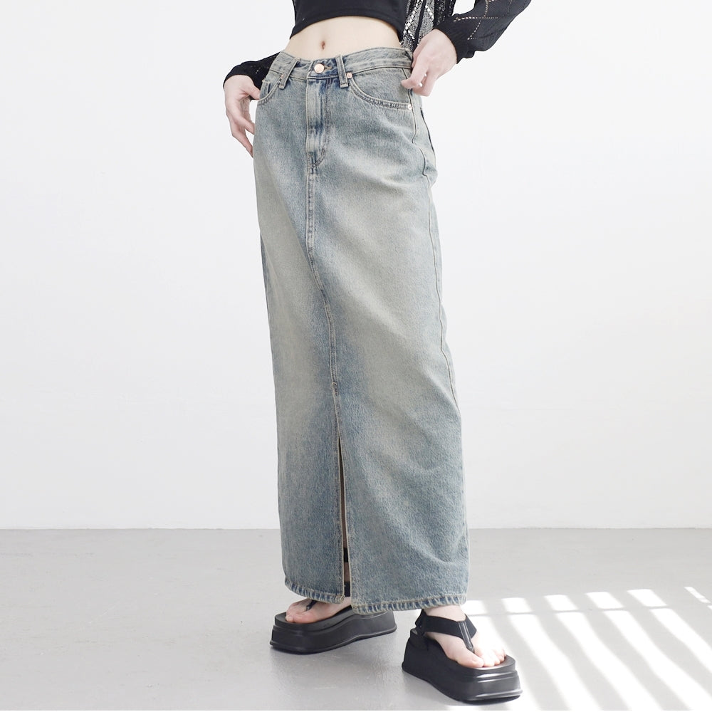 Pory Vintage Denim Long Skirt