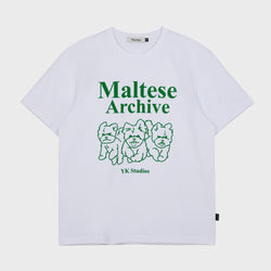 マルチーズアーカイブライングラフィックハーフスリーブTシャツ