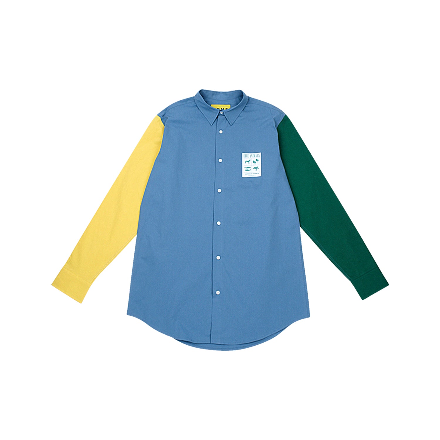 カラーブロックシャツ[[UNISEX] Colour-Block Shirt (Blue)