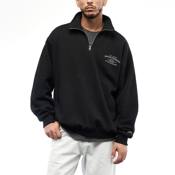 SP SERIF G.S LOGO HALF ZIP-BLACK