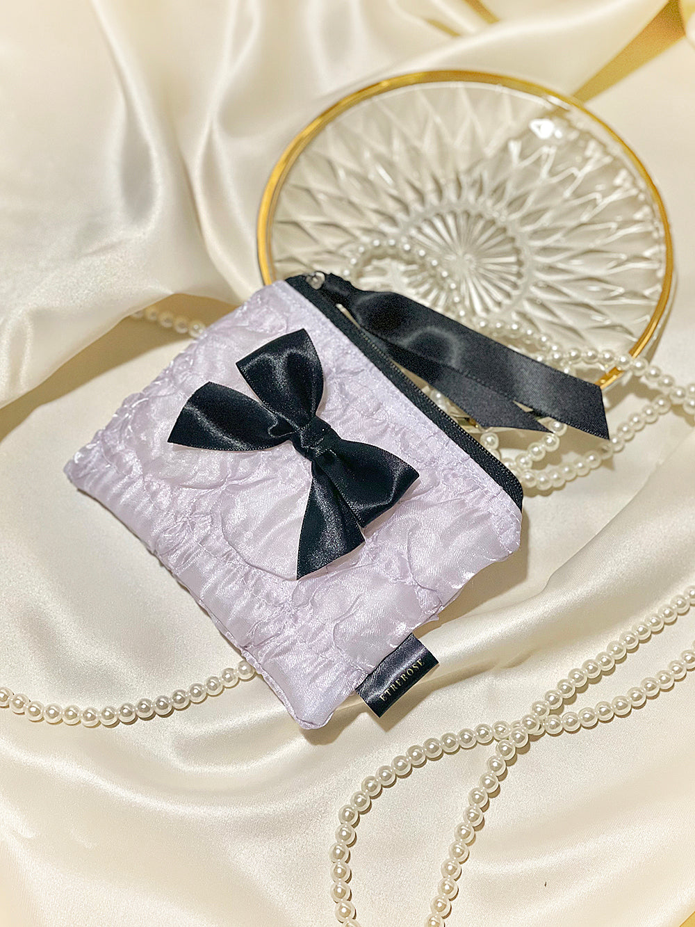 Glossy Organza Ribbon Zip-pouch (S