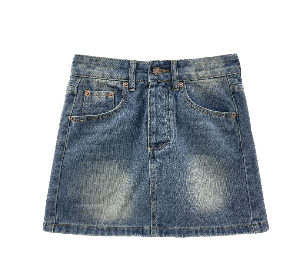 Hidden button denim mini skirts (2 Color)