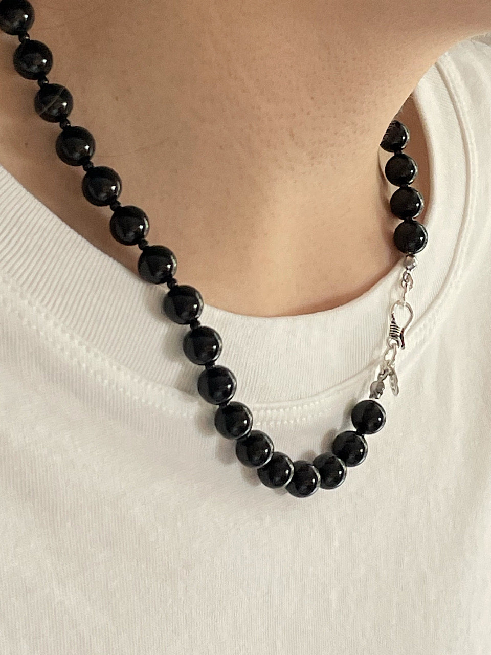 [Silver925] oar Classic 8mm Onyx Necklace [45cm]