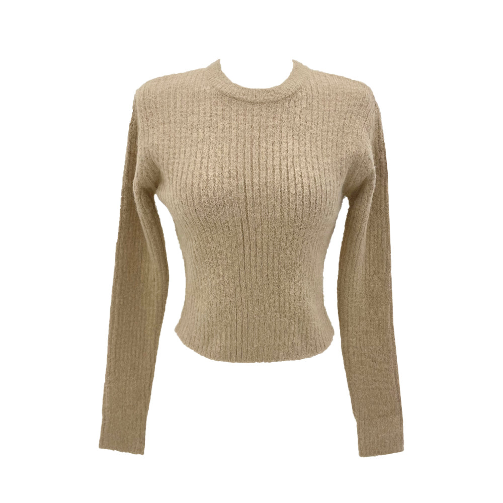 Angora crop round-neck knit (3 Color)