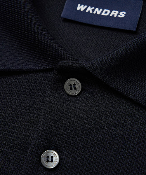 W LOGO LS PIQUE (NAVY)