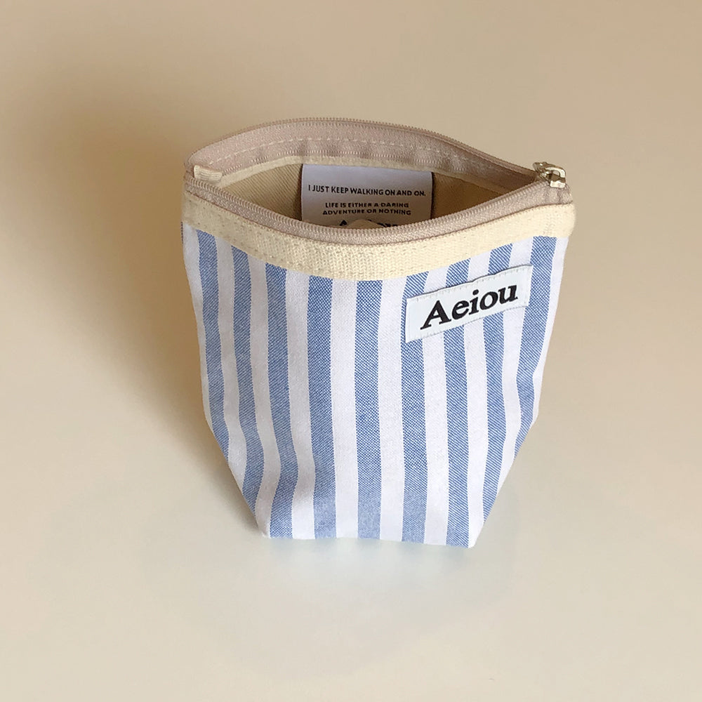 Aeiou Basic Pouch (M size) Parasol Blue Stripe