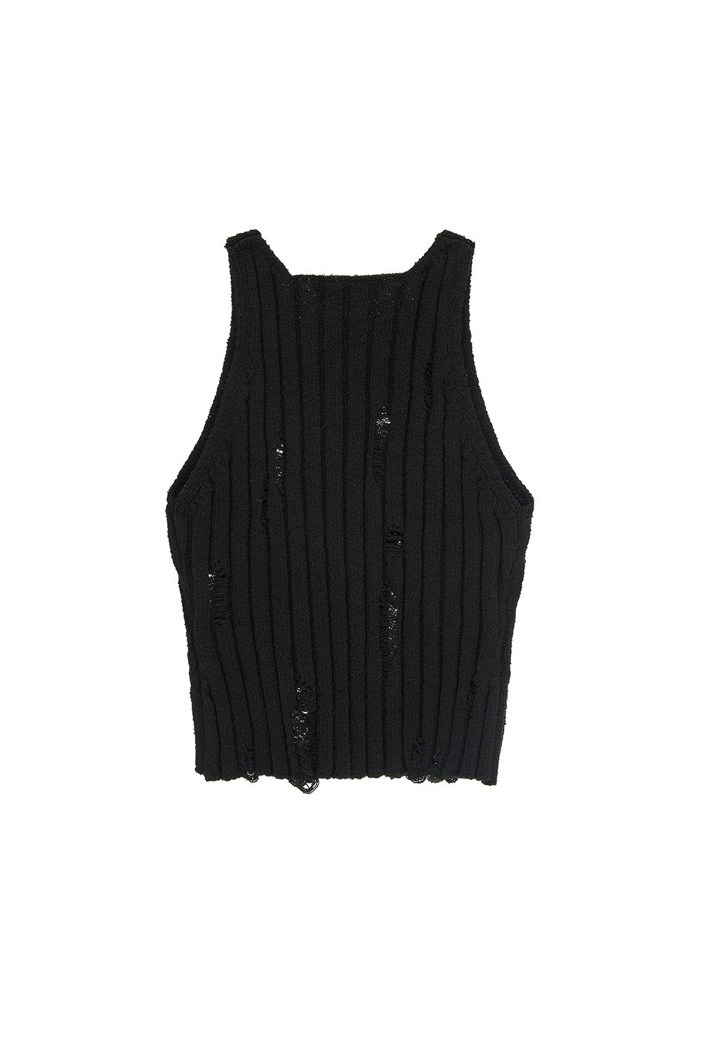 DISTRESSED KNIT SLEEVELESS (CHARCOAL)