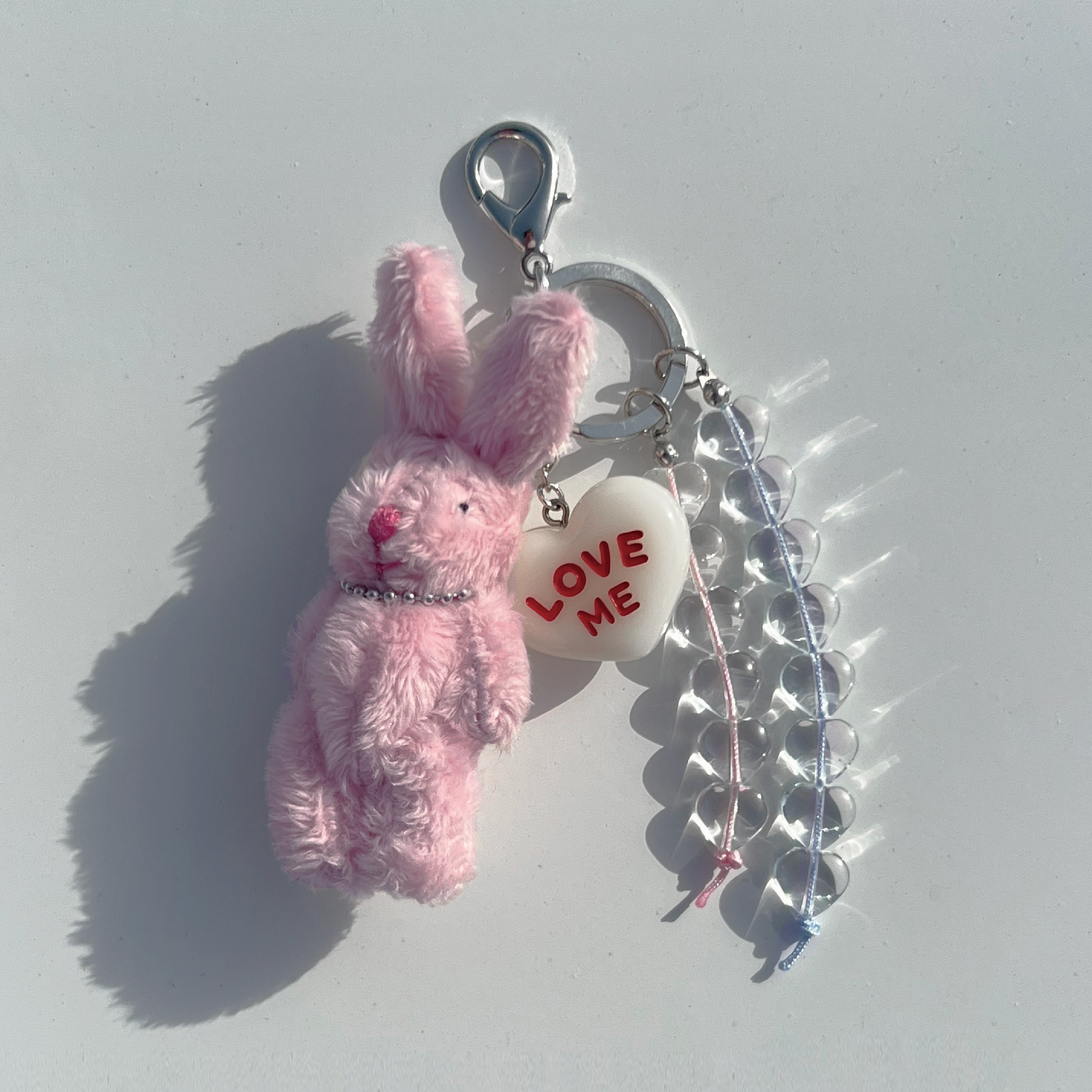 [PINK] Love Me Bunny Keyring (Silver ring Set)