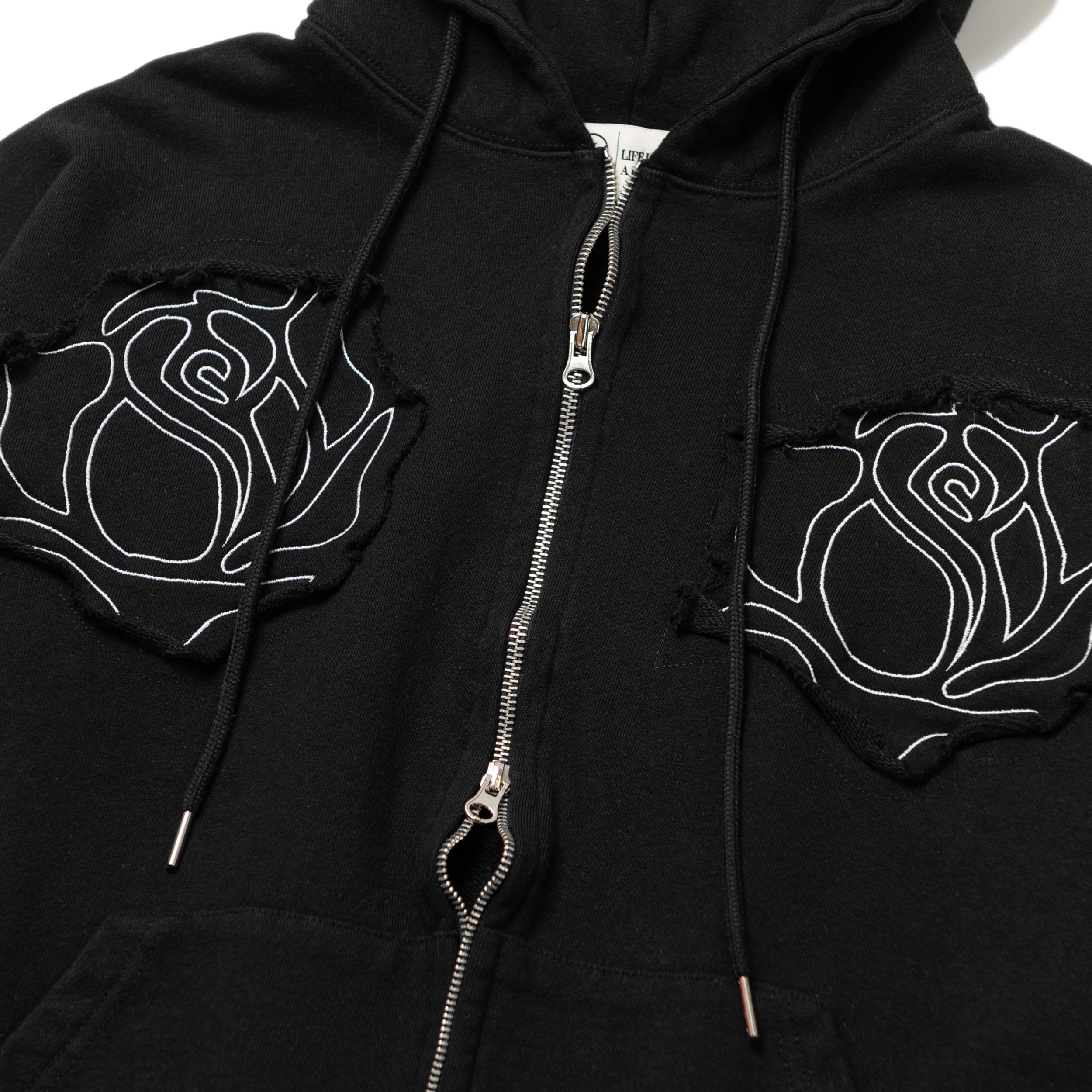 ROSE PATCH ZIPUP HOOD(BLACK)