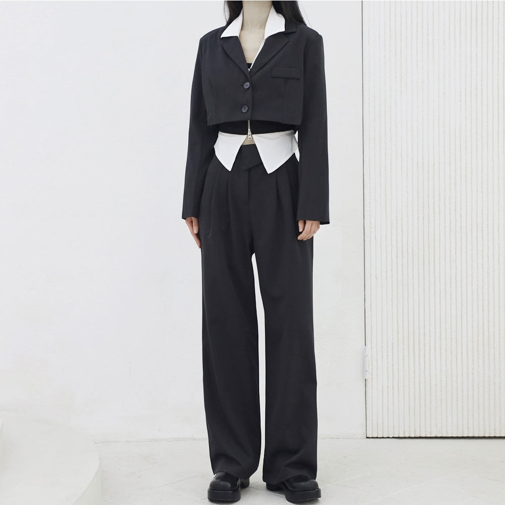 Dane Crop Jacket + Slacks Pants Set