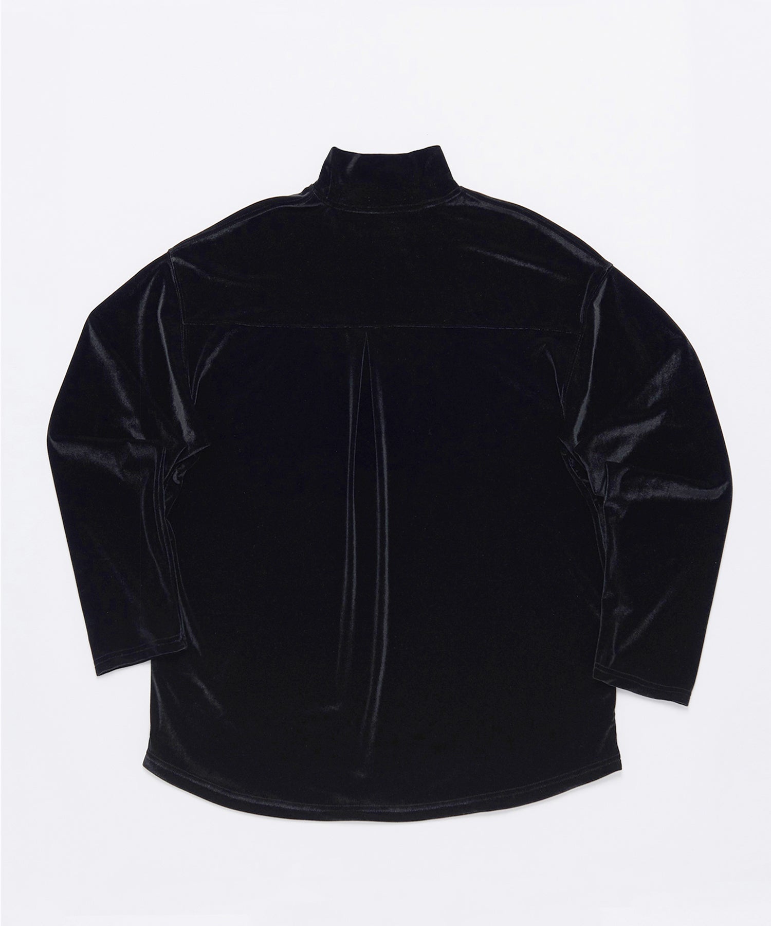 DROP-SHOULDER VELVET TURTLE-NECK TEE (Black)