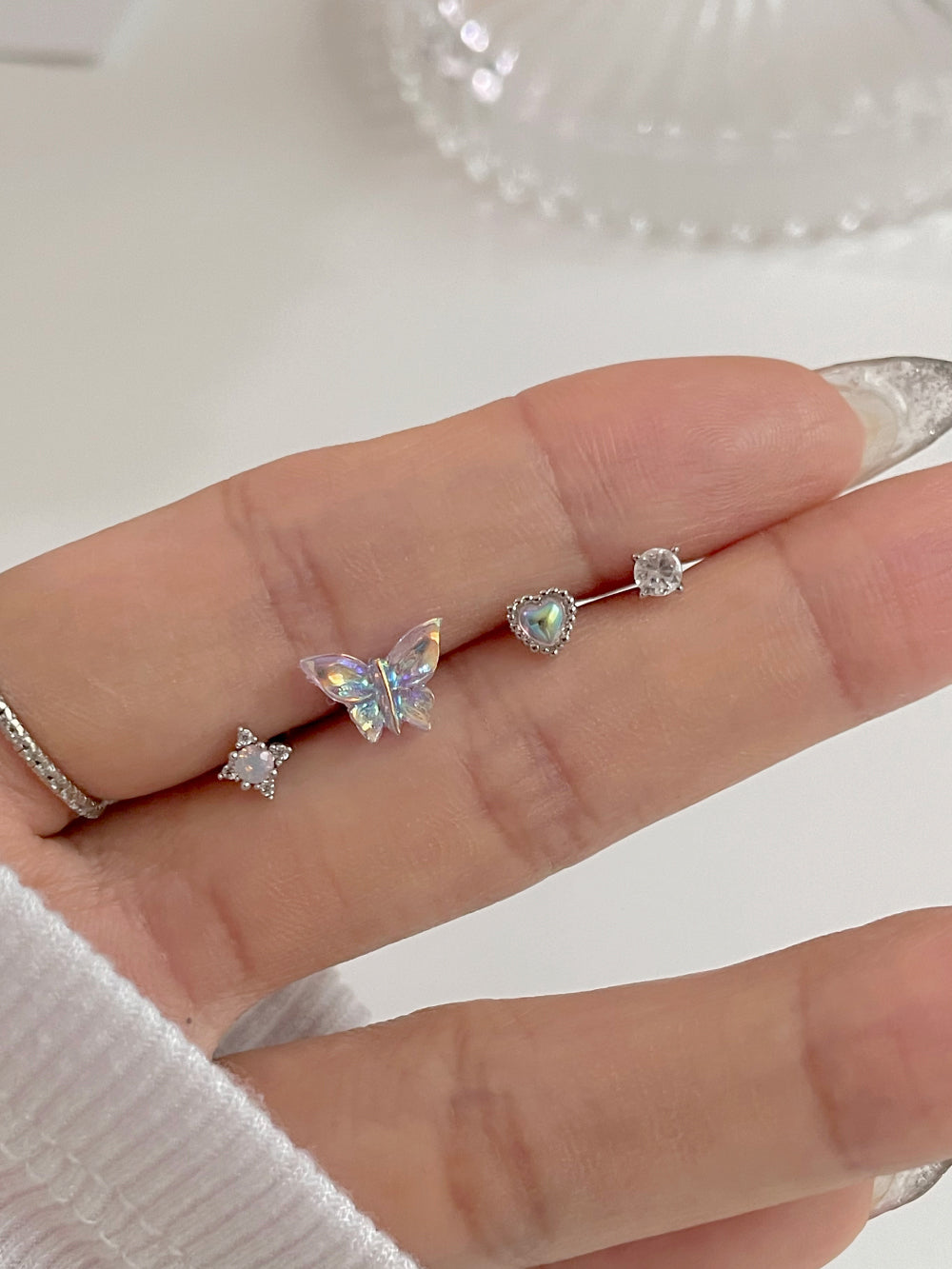 [4 set] aurora butterfly piercing set