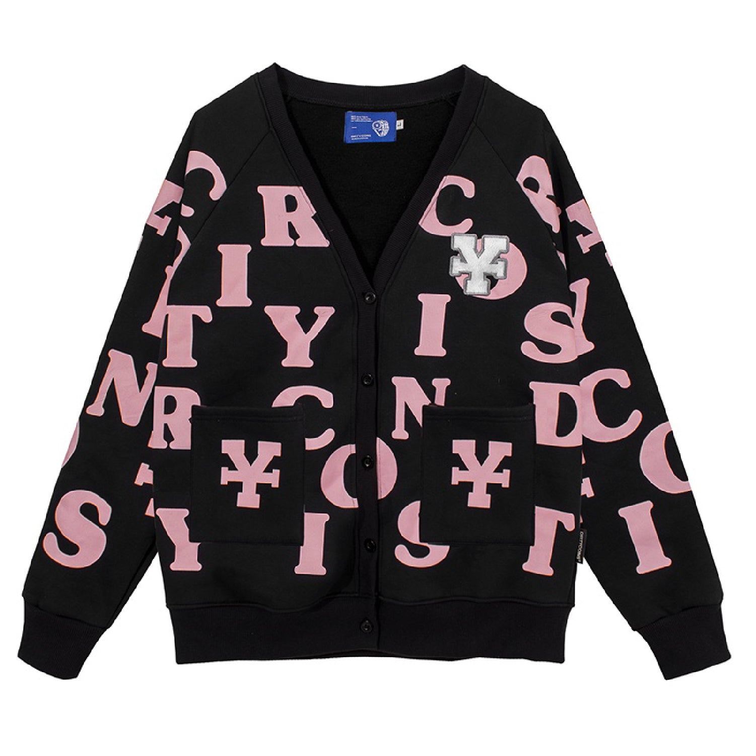 Print Cardigan - Black/Pink