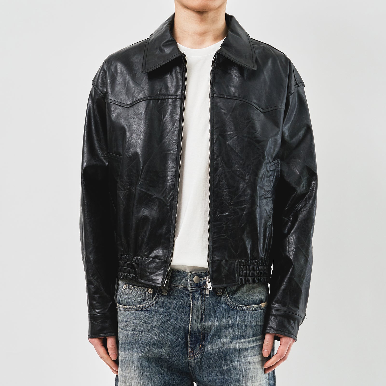 Chelo Wrinkled Leather Jacket (2color)