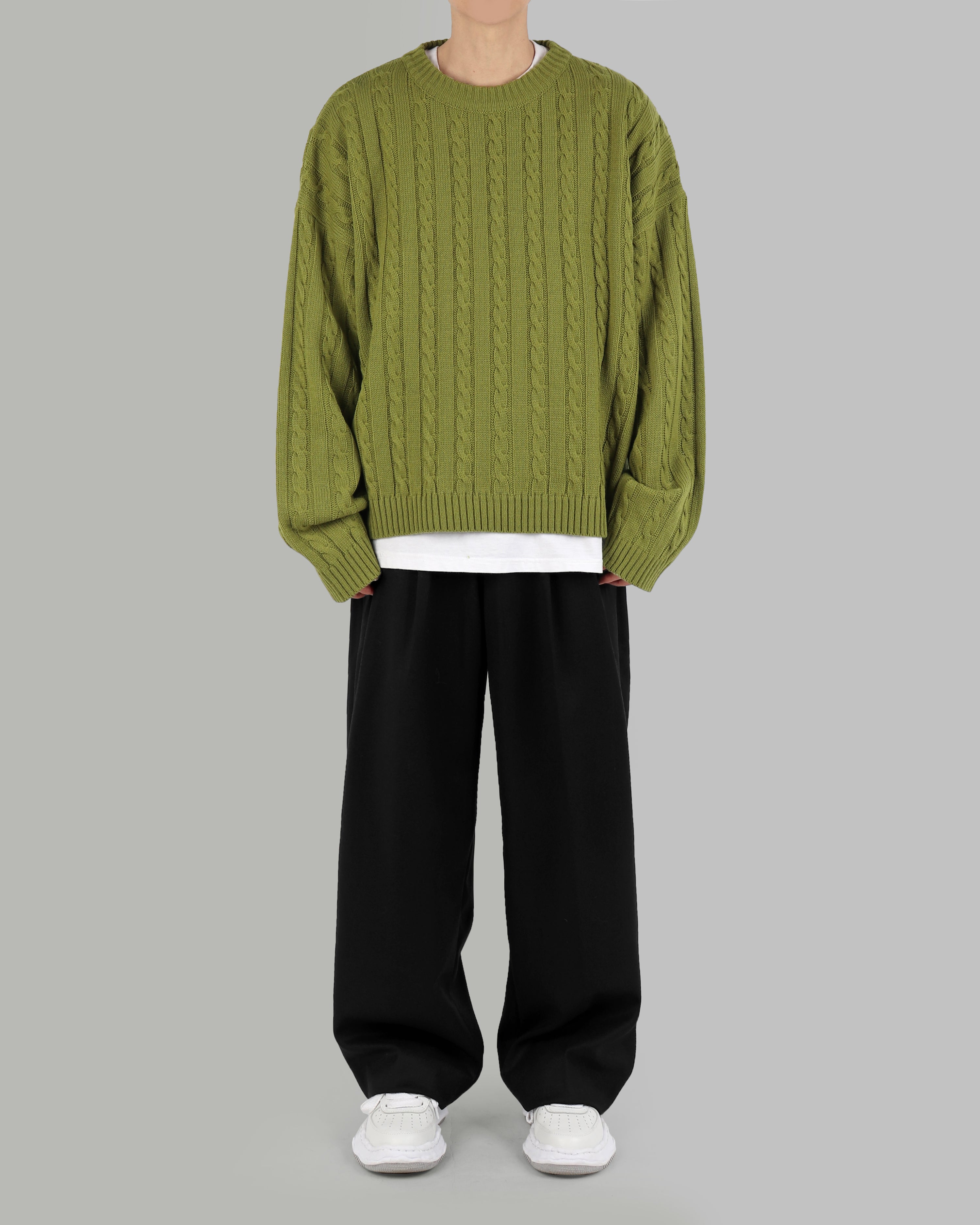 wool pintuck wide slacks