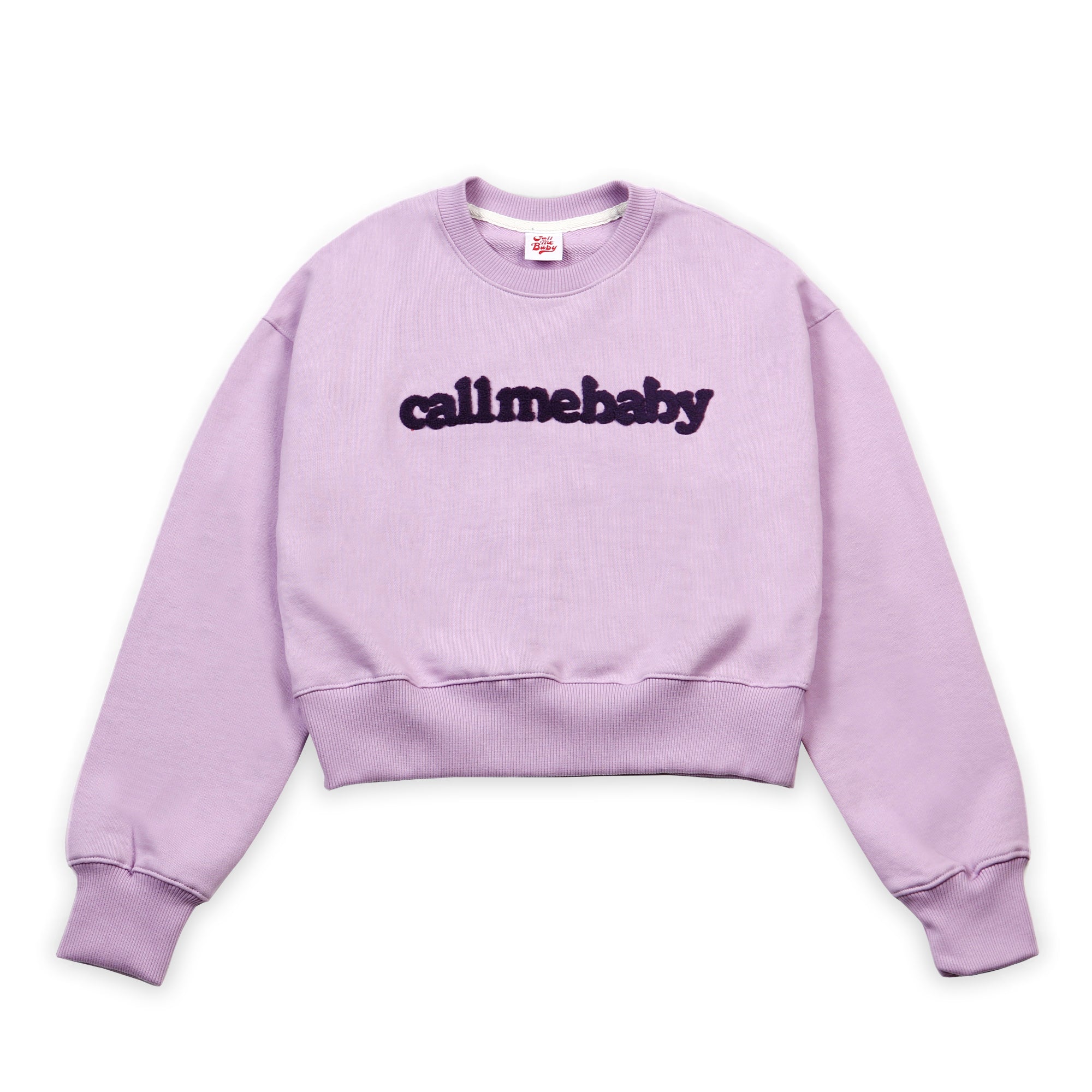 [Call Me Baby] Fuzzy Logo Cropped Sweatshirts (Lavender)