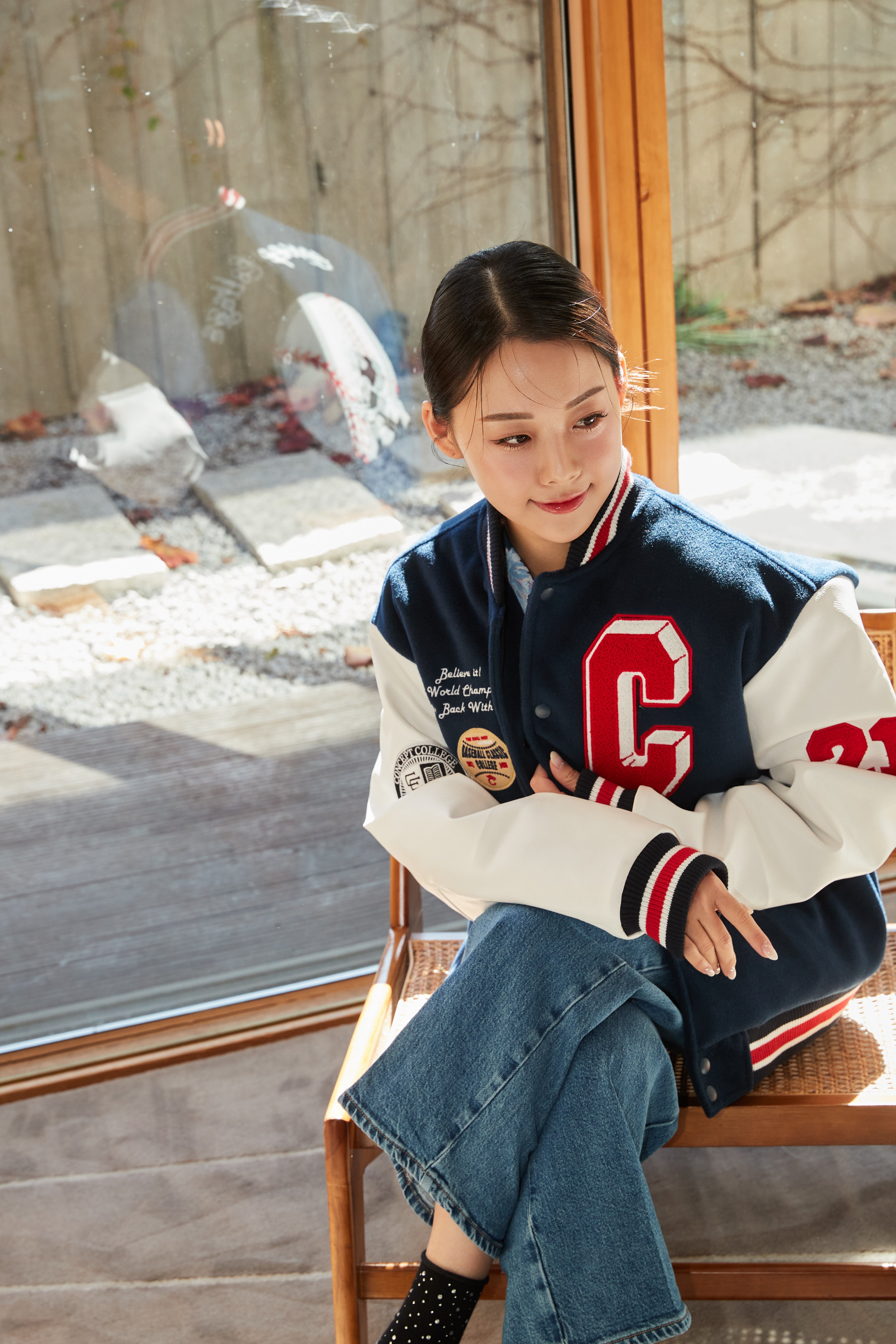 Grand Baseball Navy & White Unisex Varsity Jacket