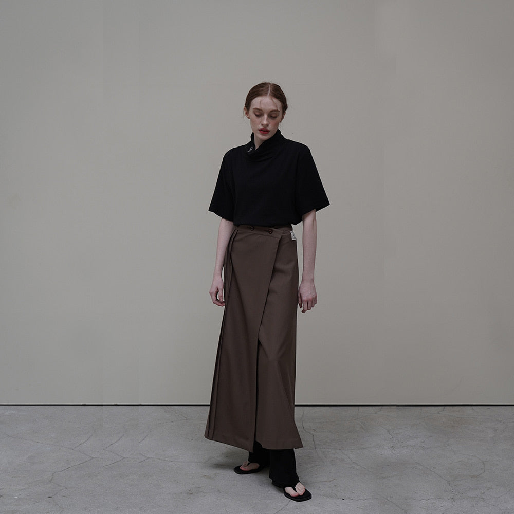 Brown Long Wrap Skirts