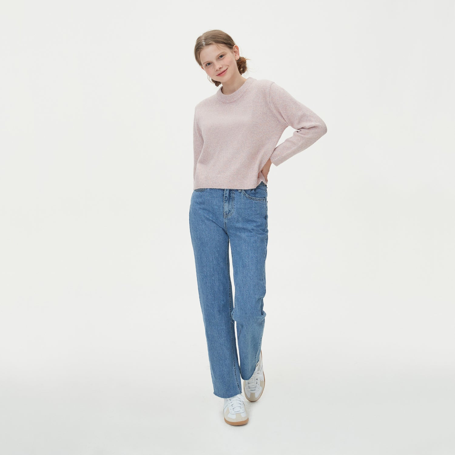 ROUND NECK WOOL KNIT_PINK