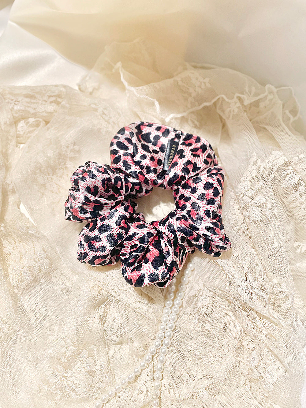 Leopard Printing Satin Hair Scrunchie (5color)