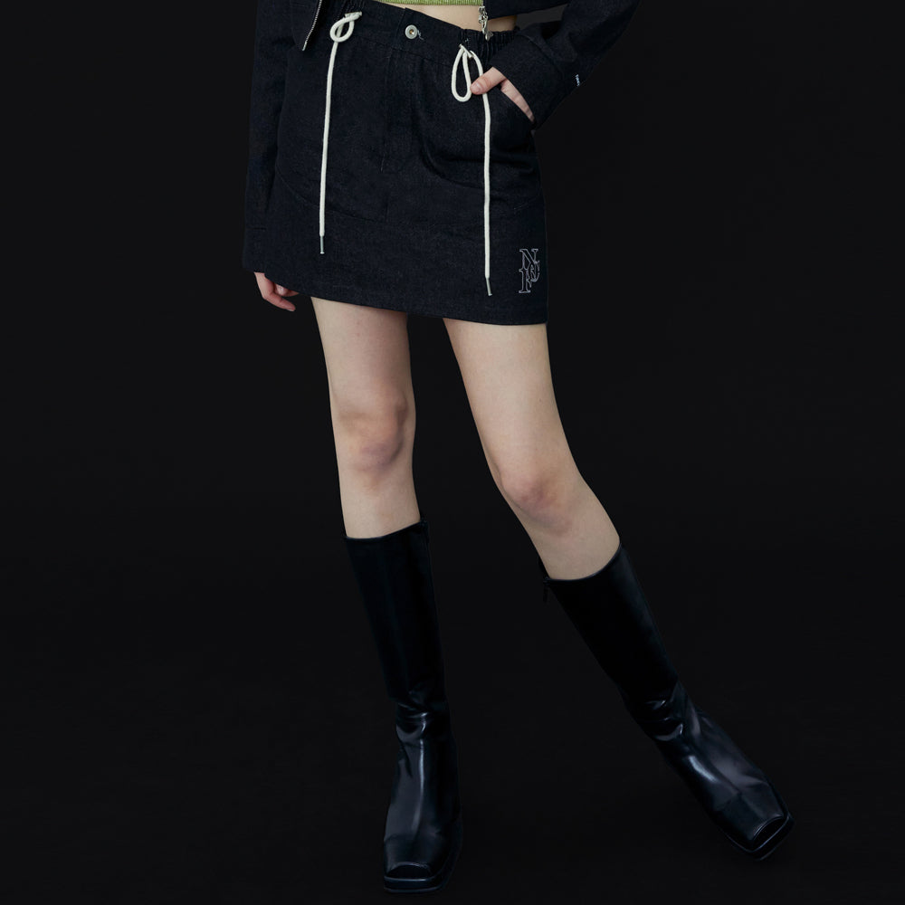 [NF] DELUDE DENIM MINI SKIRT (BLACK)_F23QD834