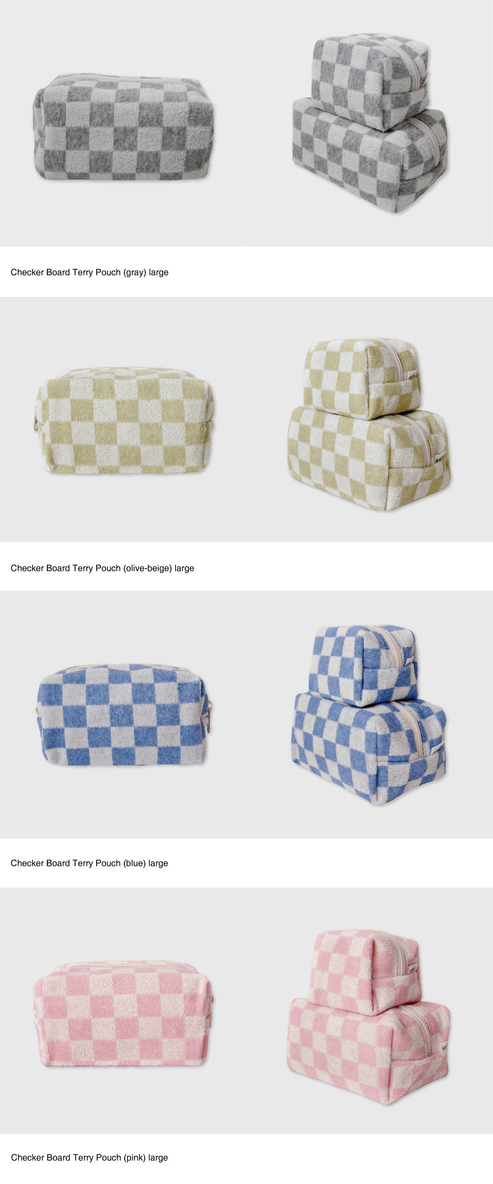 [unfold] Checker Board Terry Pouch - Large (4colors)