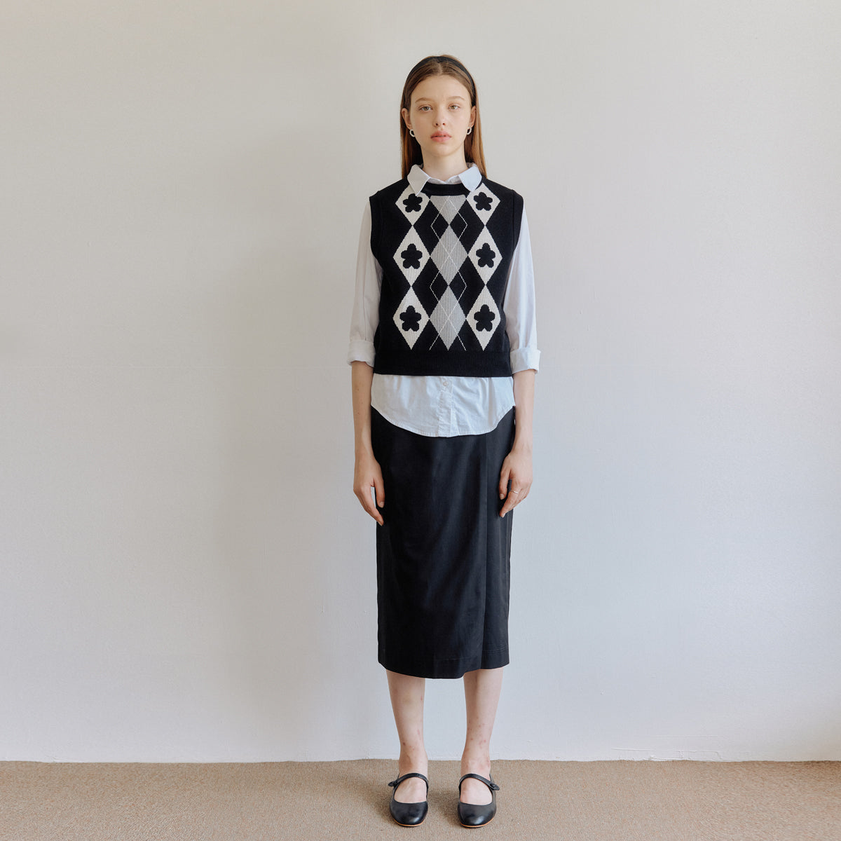 コットンラップスカート / COTTON WRAP SKIRT_BLACK