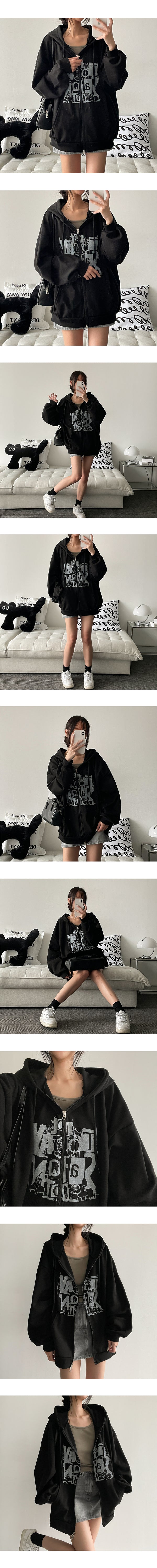 FIBER Oversized Fit Two-Way Hoodie Zip-Up