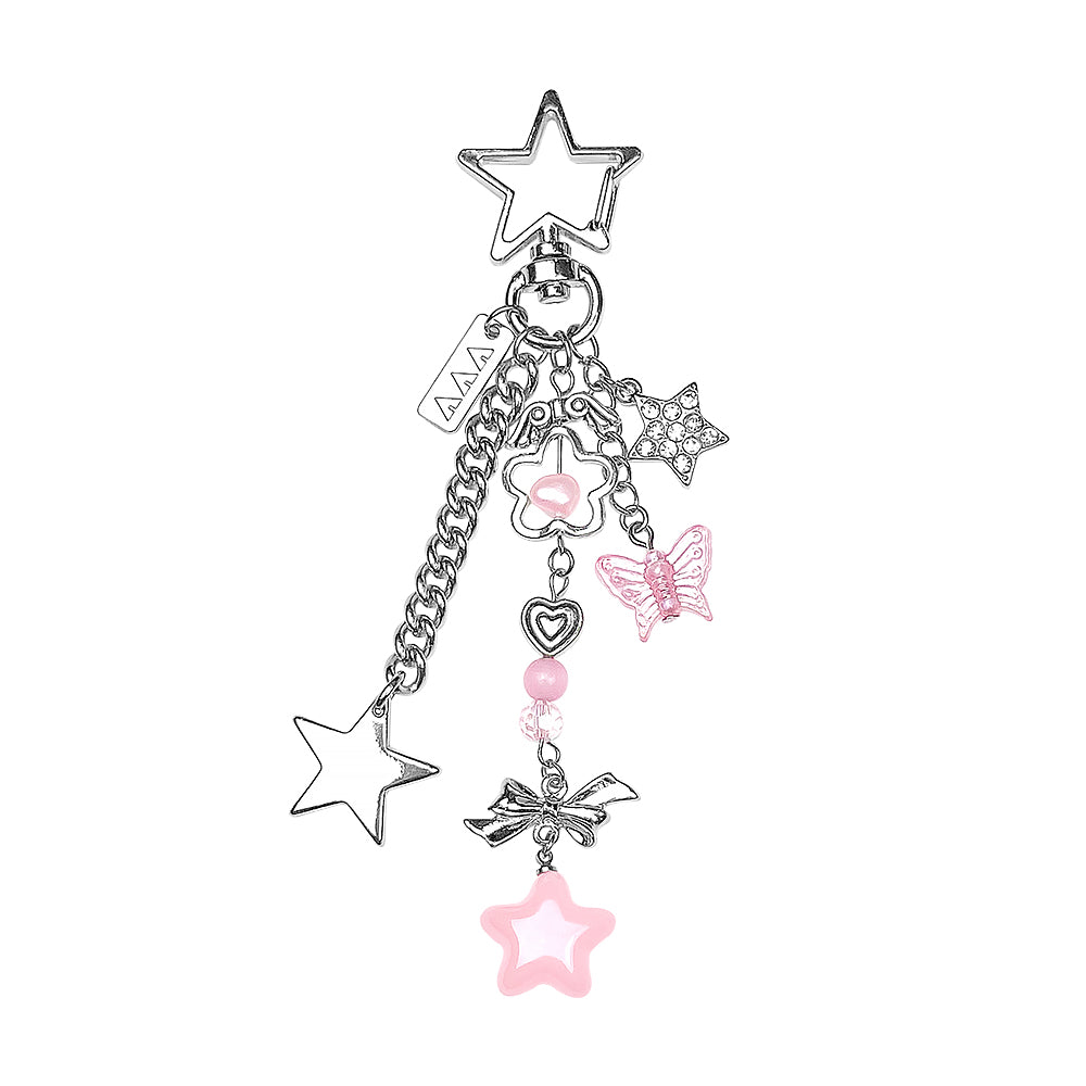 Star Ribbon Butterfly Star Keyring