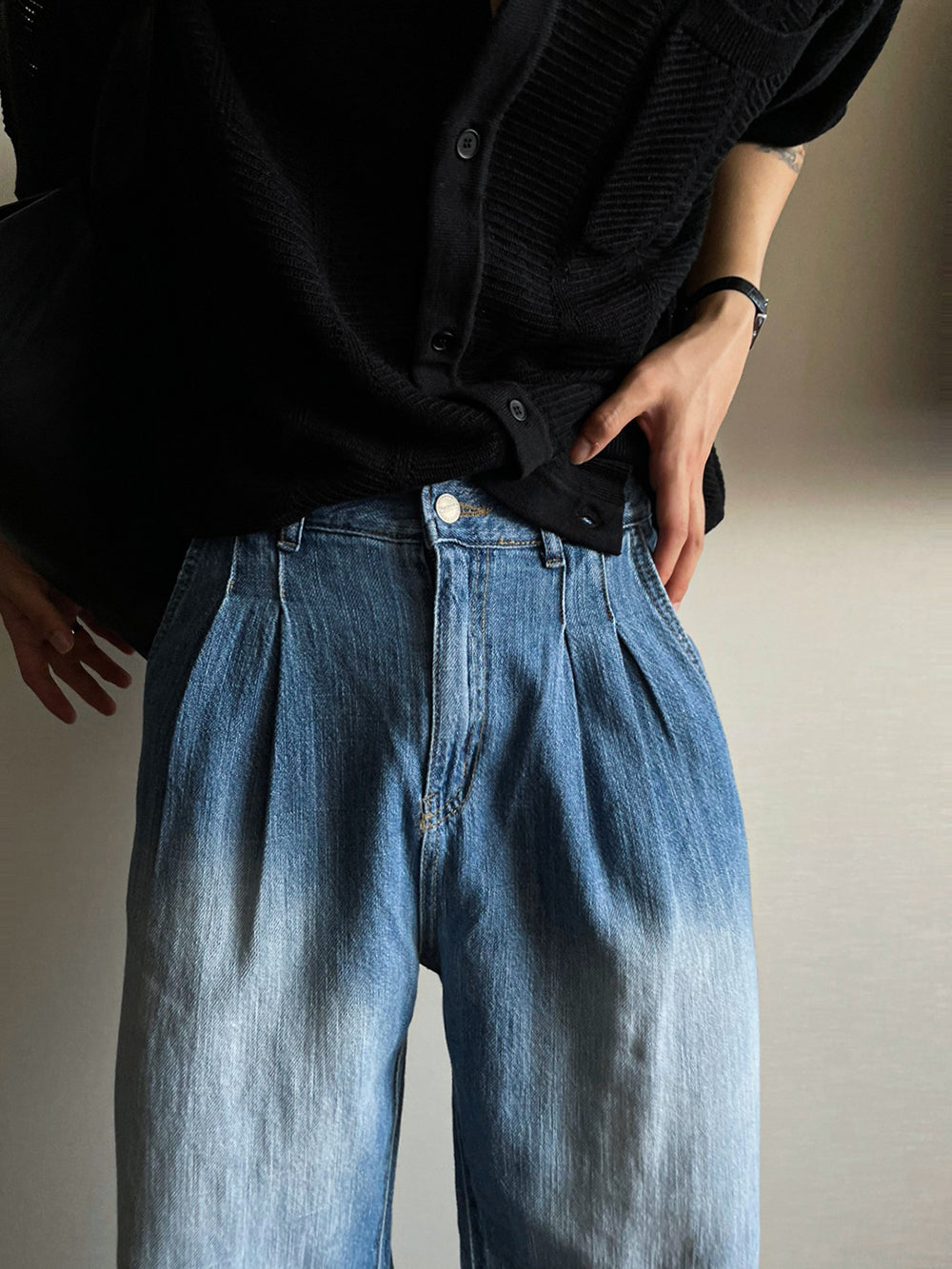 micro brush cool denim pants