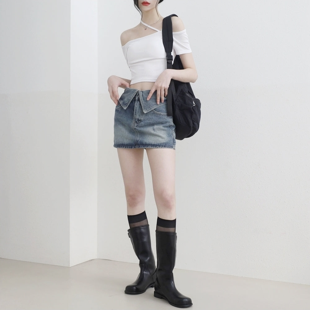 Chesh Folding Denim Skirt