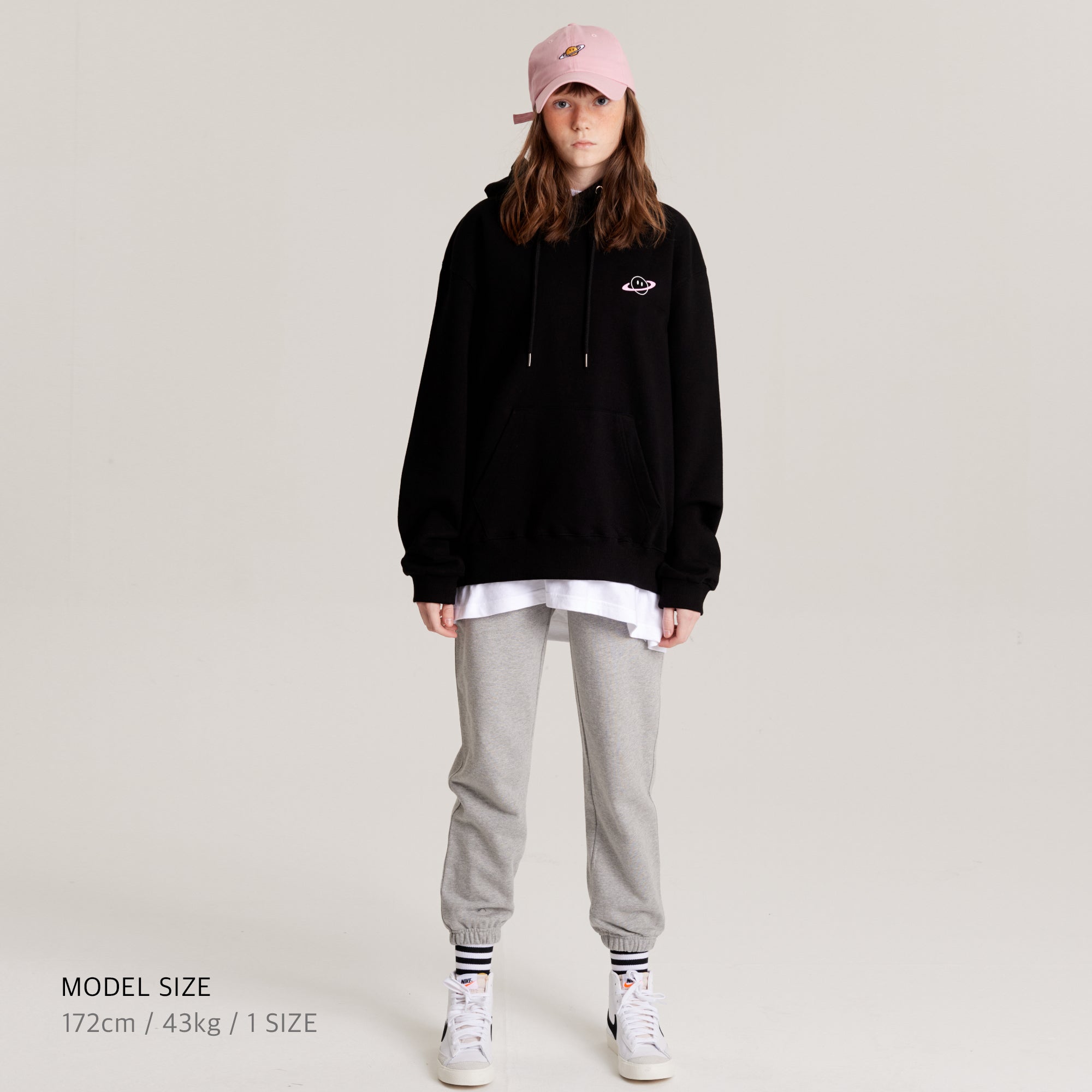 Over-sized Signature Hoodie with Pink Band