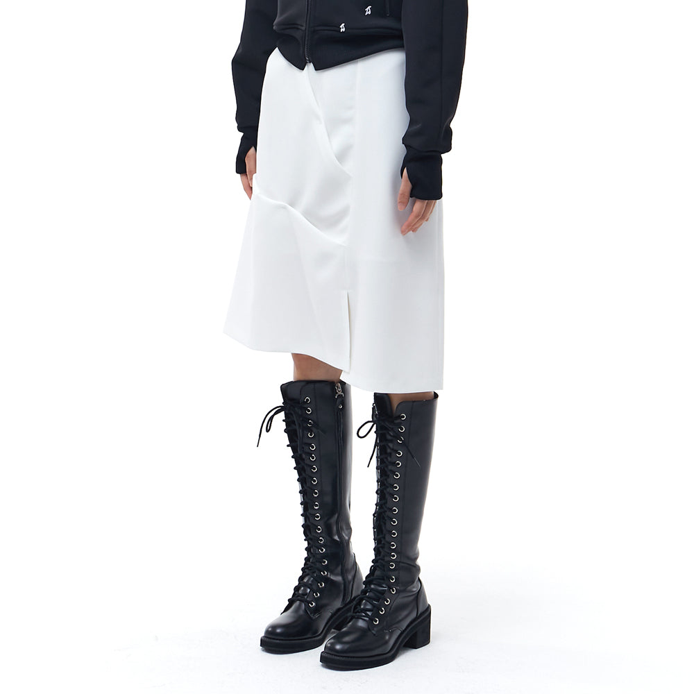 DOZI - Draped Slit Skirt _Ivory