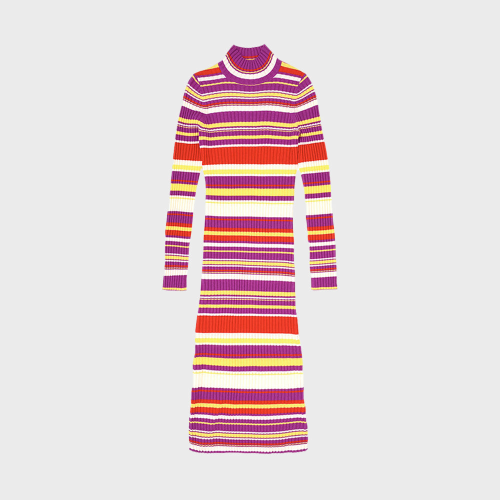 MULTI COLOR STRIPE DRESS_ORCHID