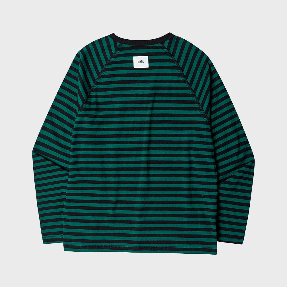 STRIPE RAGLAN LOGO LONG SLEEVE (GREEN)