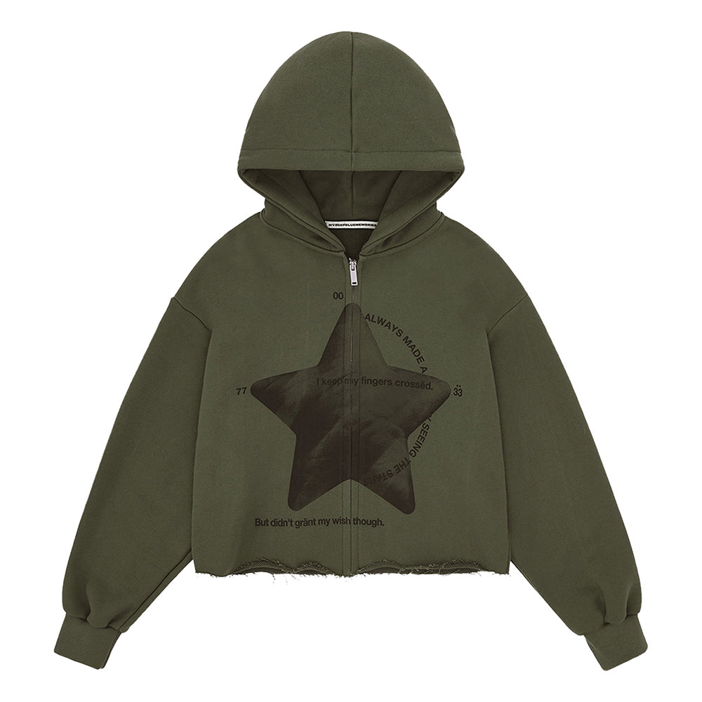 SEEING THE STARS HOOD ZIP-UP in khaki