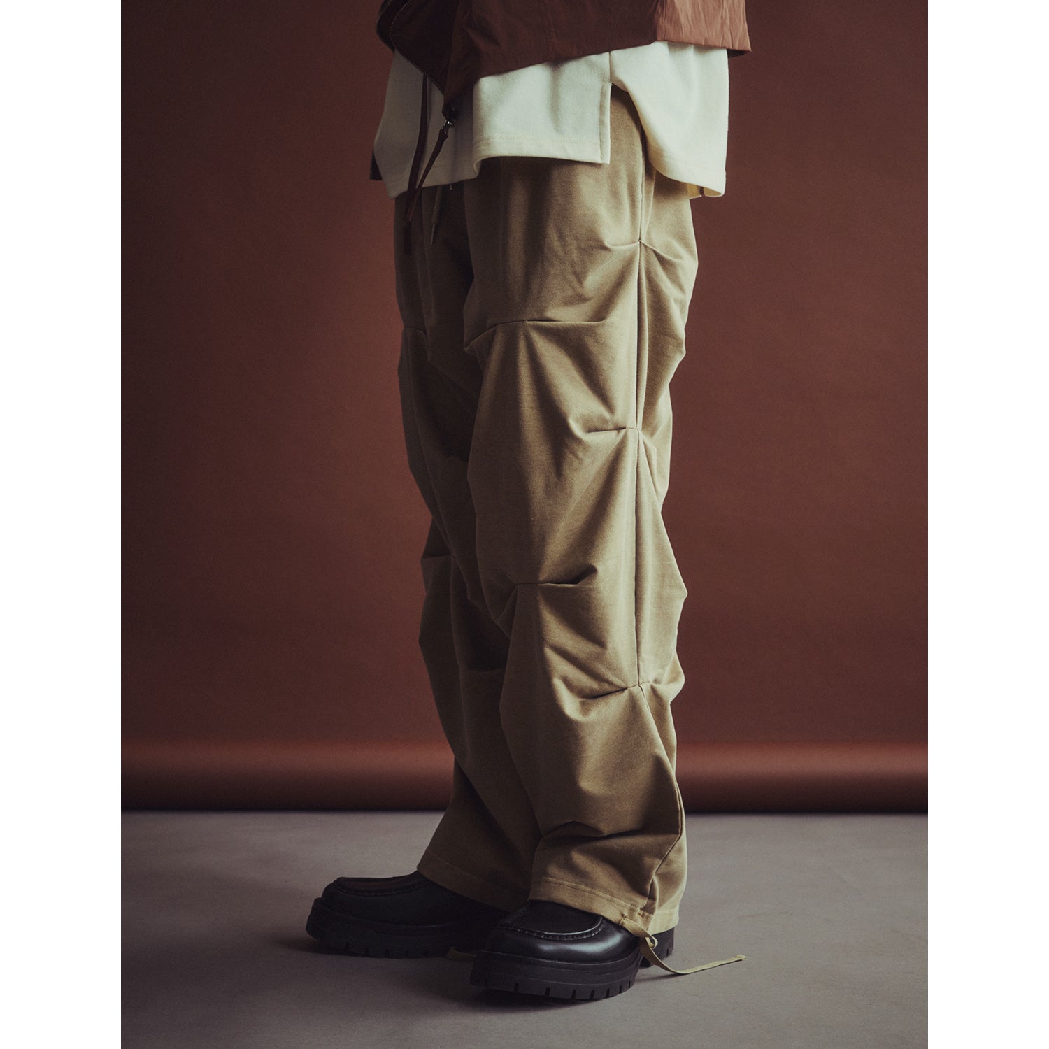 PIGMENT WASHED CREASE PANTS_CAMEL BROWN