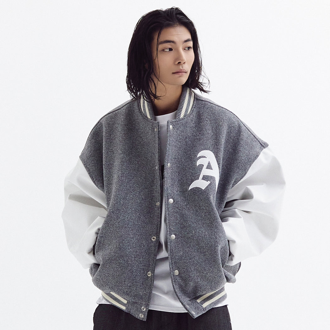 Super balloon wool varsity jacket Melange Gray