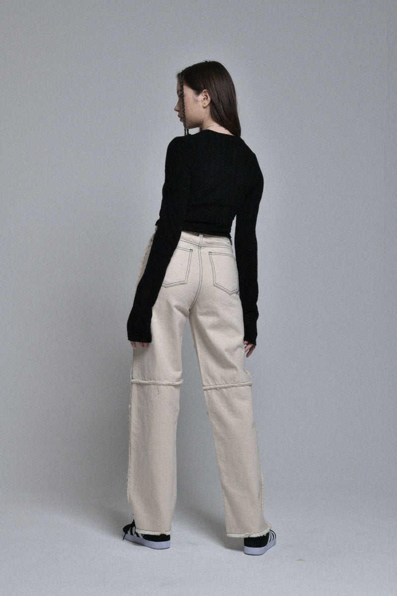 stitch cotton pants (ivory)