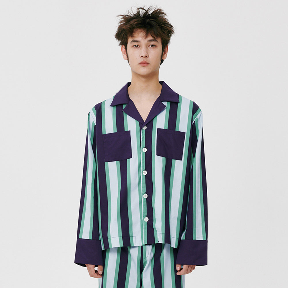 (M) Bold Blue Stripe PJ Shirts