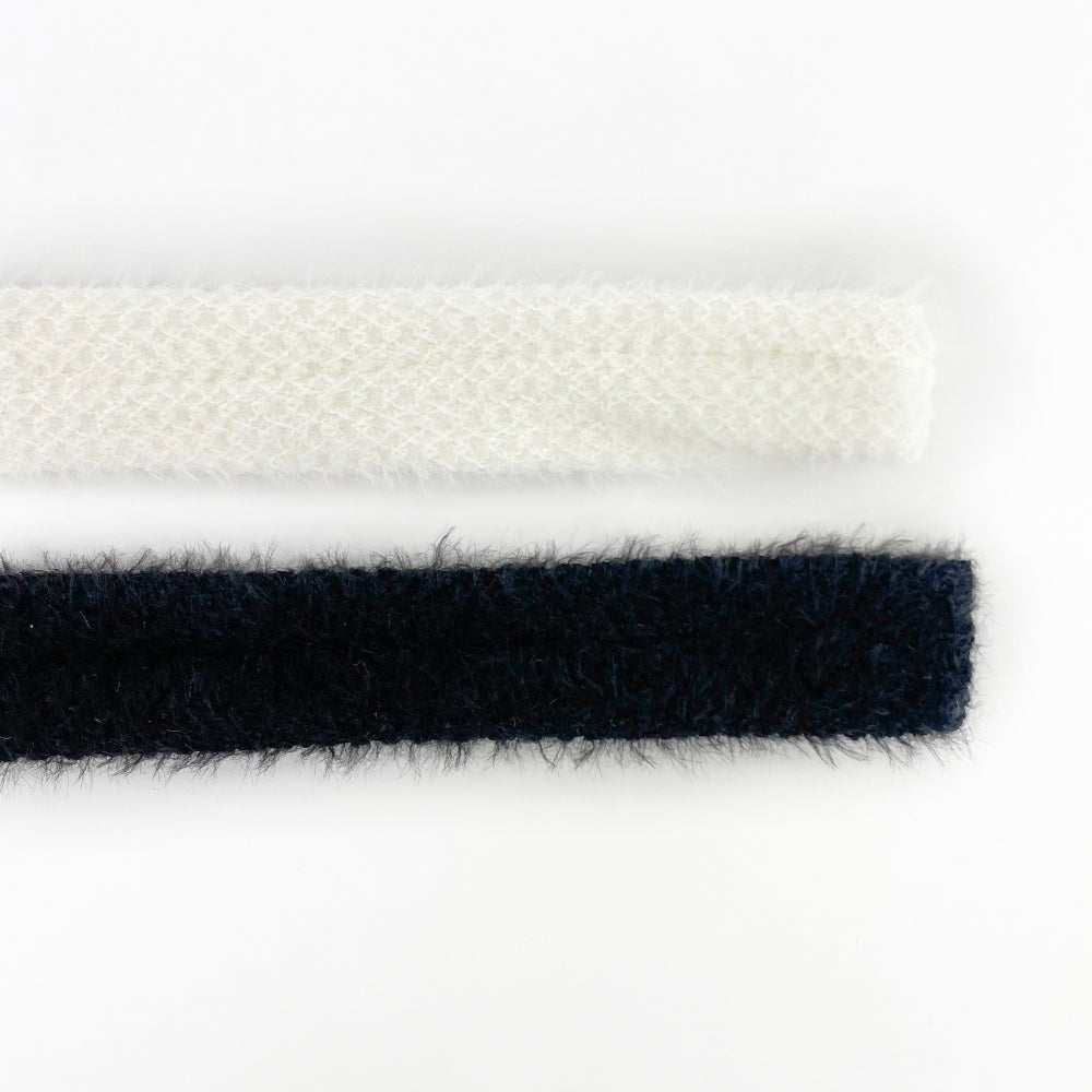 Shirring off-shoulder muffler long sleeve knit SET (2 colors)