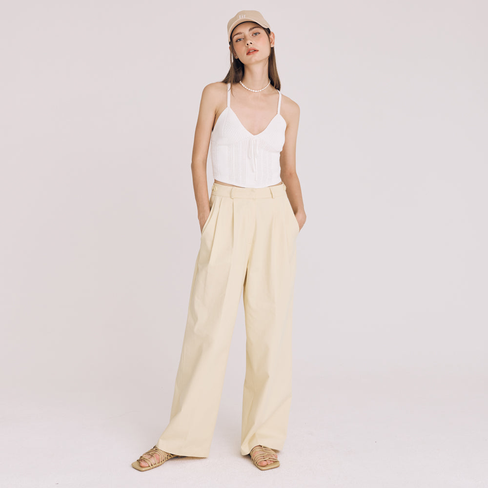 TWOTUCK COTTON WIDE PANTS (YELLOW)