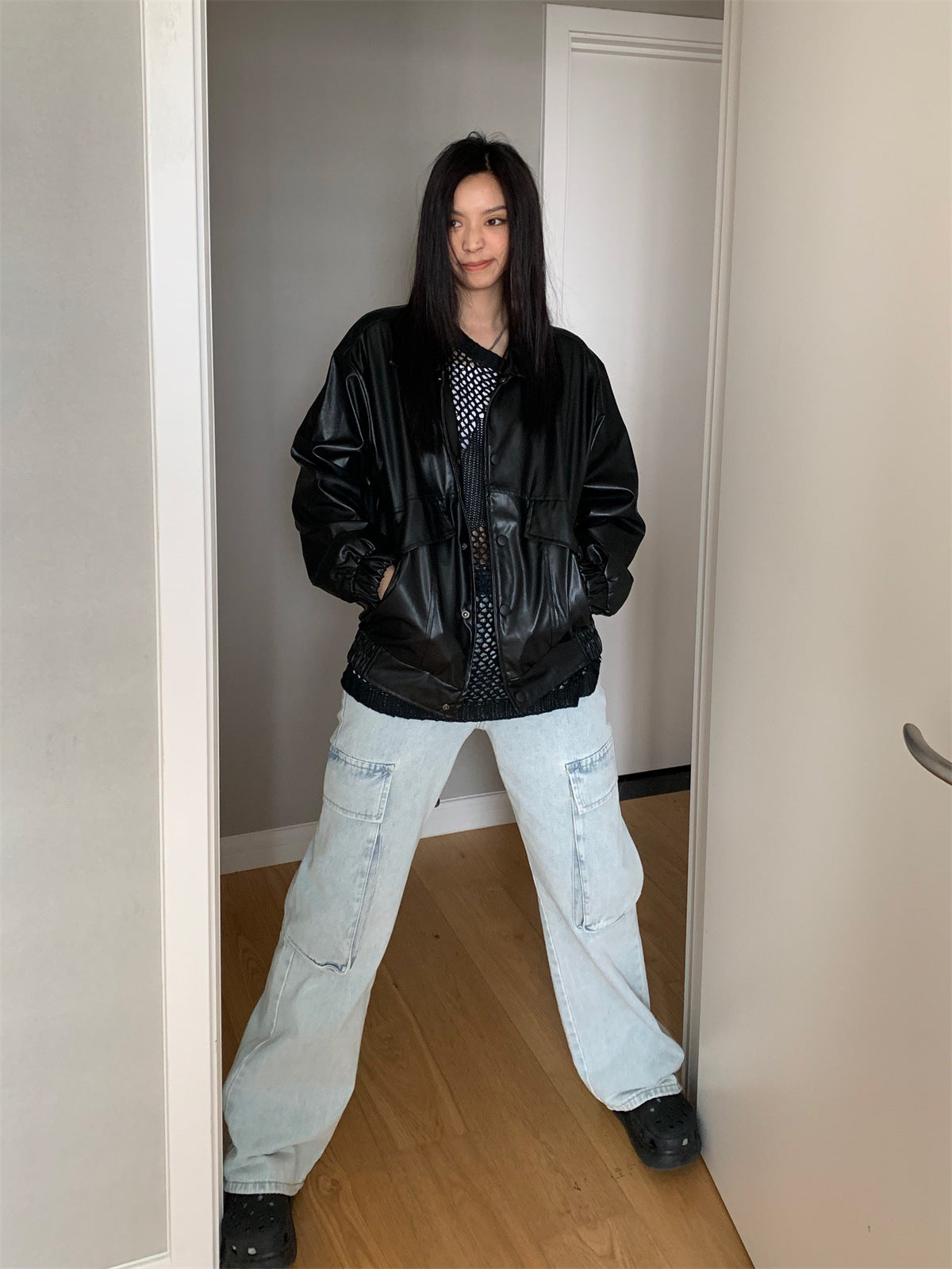 Light blue cargo denim pants