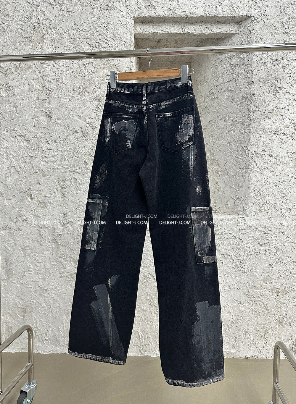 Silver Painting Black Blue Wide Pants