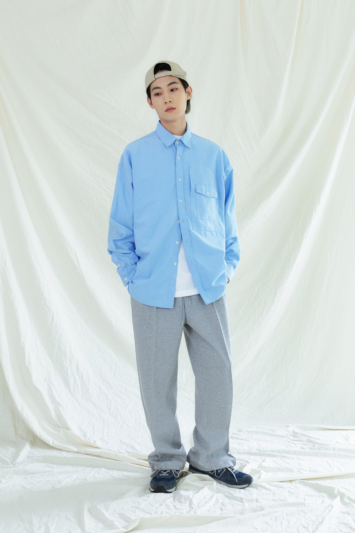 UTILITY CURVED POCKET OXFORD SHIRT SKYBLUE