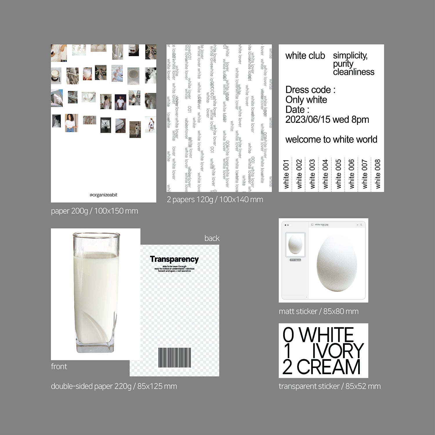 oab tone pack white / scrap sticker set