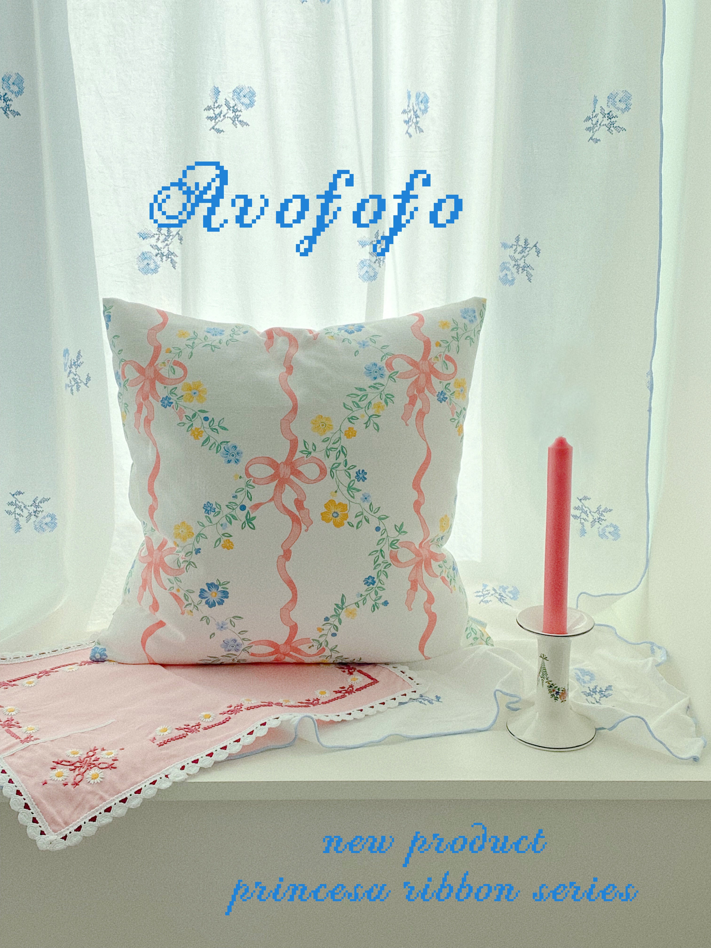 Princess Ribbon Cushion Cushion Cover Floral Print 45cm