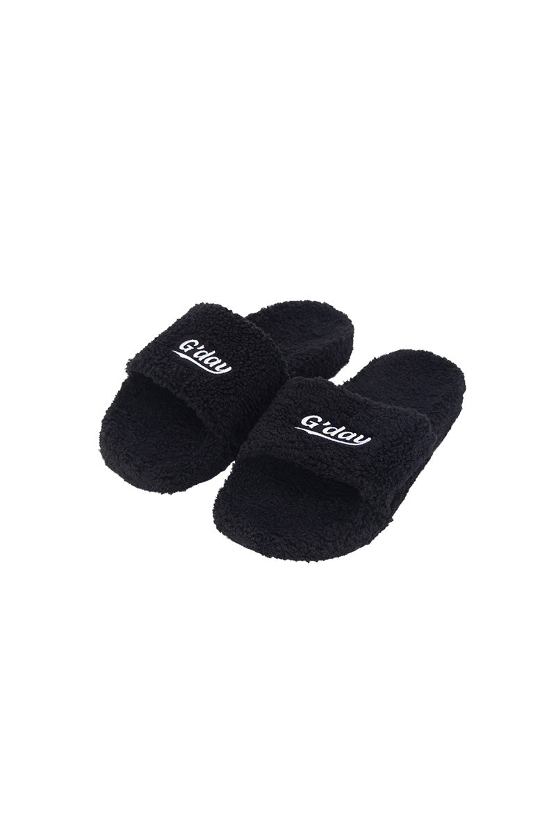 G'day furry sandals (black)