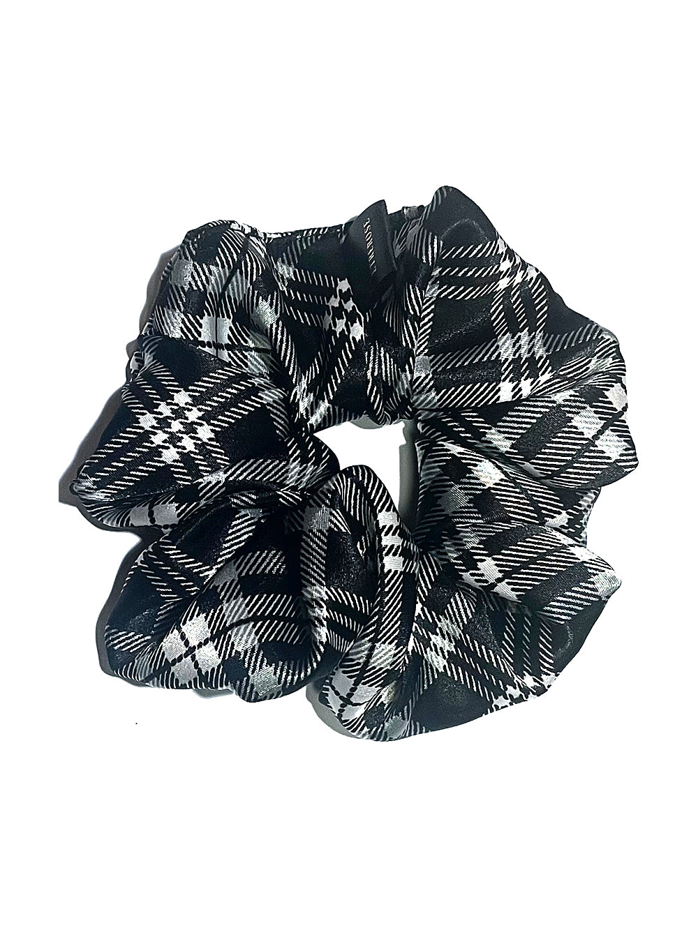 Check Printing Satin Hair Scrunchie (3color)